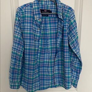 Vineyard Vines Blue and Green Casual Button Down Shirt